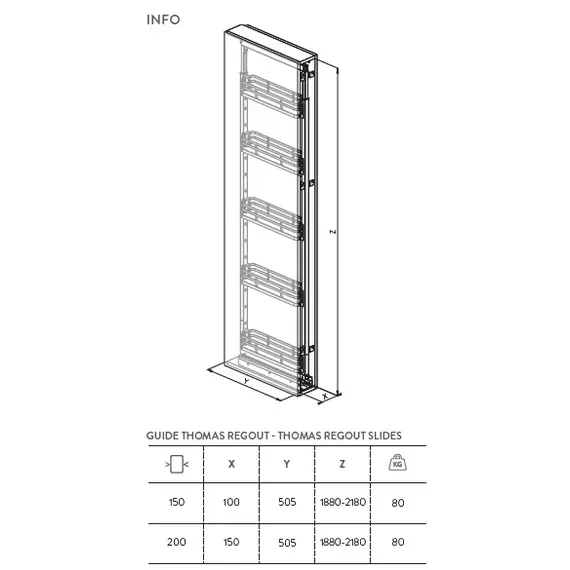 258Plus.200 Колонна выдвижная, 5 корзин, шкаф 200мм - 1