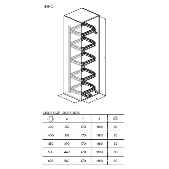 295Plus.onebox.400 Колонна выдвижная (компл), 5 корзин, шкаф 400мм - 1