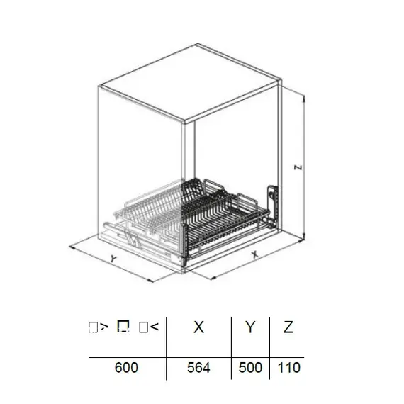 999T.500.600 Сушка выдвижная в нижний ящик, глубина 500 мм, шкаф 600 мм - 1