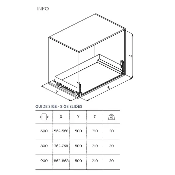 Ящик выдвижной, пластиковый поддон, шкаф 600мм (компл) арт.116PRO.SIGE.099V.600 - 3