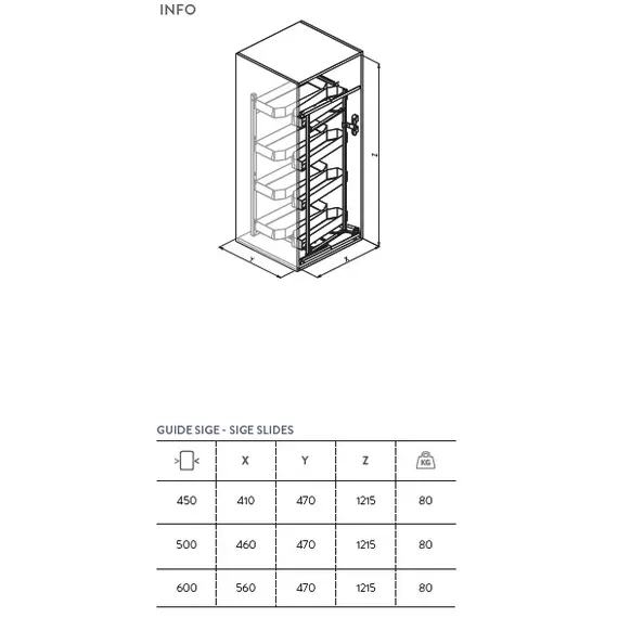 230BPRO.500 Колонна выдвижная, 8 корзин, шкаф 500мм - 1