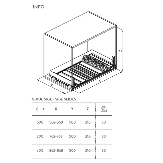 999PRO.SIGE.800 Сушка выдвижная в нижний ящик, шкаф 800мм - 1