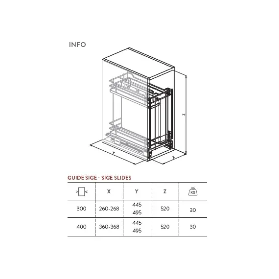 007i.SIGE.300 Корзина выдвижная, для хлеба и бутылок, шкаф 300мм - 1