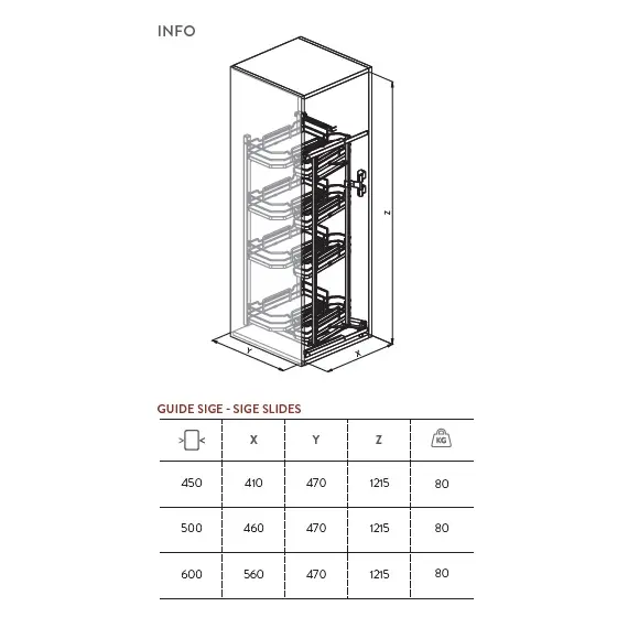230Bi.600 Колонна выдвижная, 8 корзин, шкаф 600мм - 1