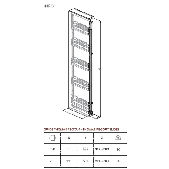 258i.200 Колонна выдвижная, 5 корзин, шкаф 200мм - 1