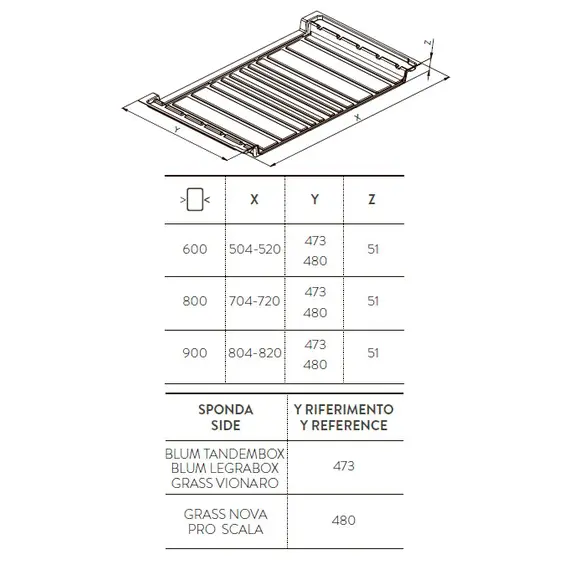 098V600020 Пластиковый лоток для посуды 60 см (серый) Sige - 1