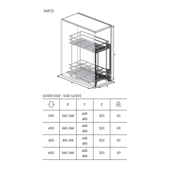 004G.300 Корзина выдвижная, для бутылок, шкаф 300мм - 1