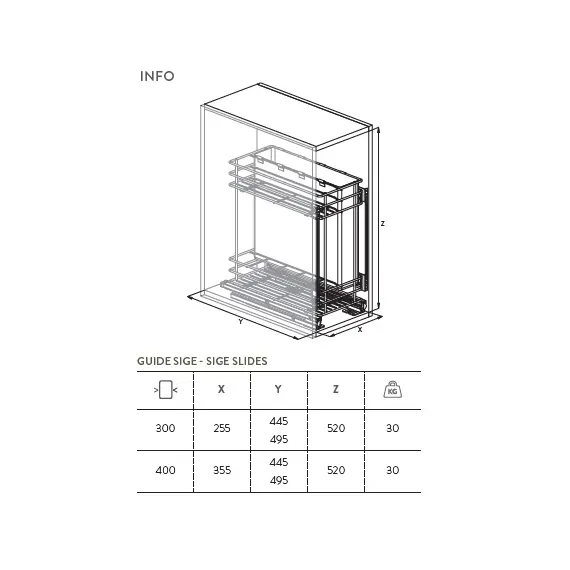006G.300 Корзина выдвижная, для хлеба и бутылок, шкаф 300мм - 1