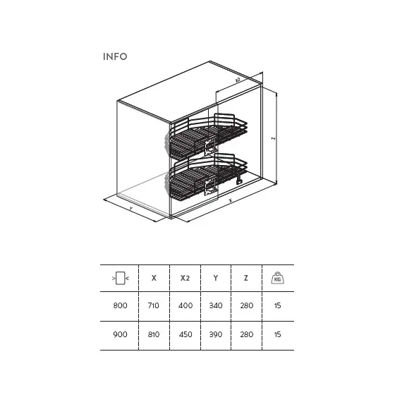 Корзина полукруглая, 2 уровня, 760 x 390 x 100 арт.070.2.760 - 2