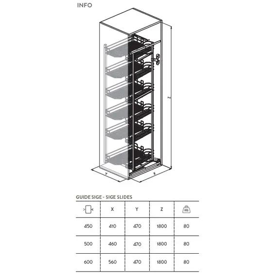 230A.600 Колонна выдвижная, 12 корзин, шкаф 600мм - 1