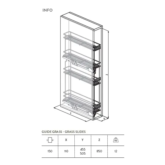 249.500 Колонна выдвижная, глубина 500 мм, шкаф 150мм - 1