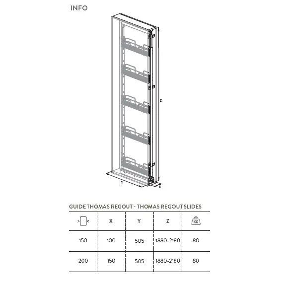 258.200 Колонна выдвижная, 5 корзин, шкаф 200мм - 1