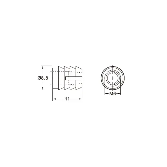 153-BU61-1108-WH Футорка серии 153, M6, 12х8мм, пластик - 1