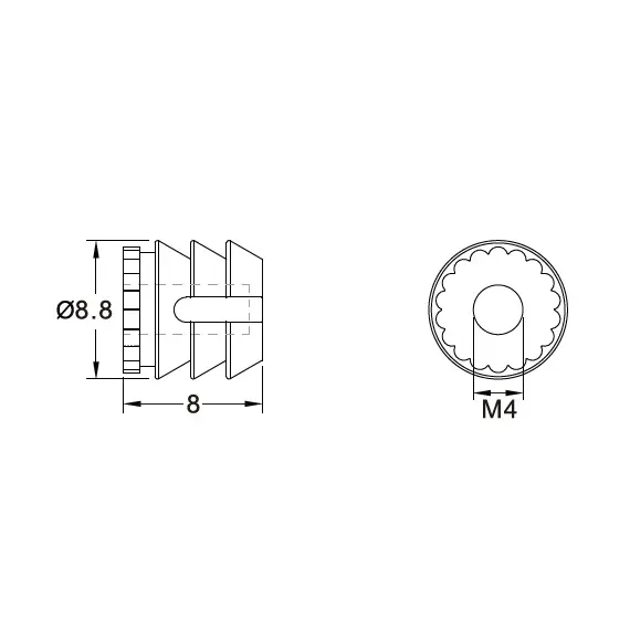 153-08M4-0808-WH Футорка серии 153, M4, 9х8мм, пластик - 1