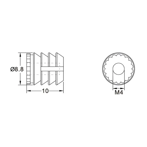 153-11M4-1008-M4 Футорка серии 153, M4, 11х8мм, пластик - 1