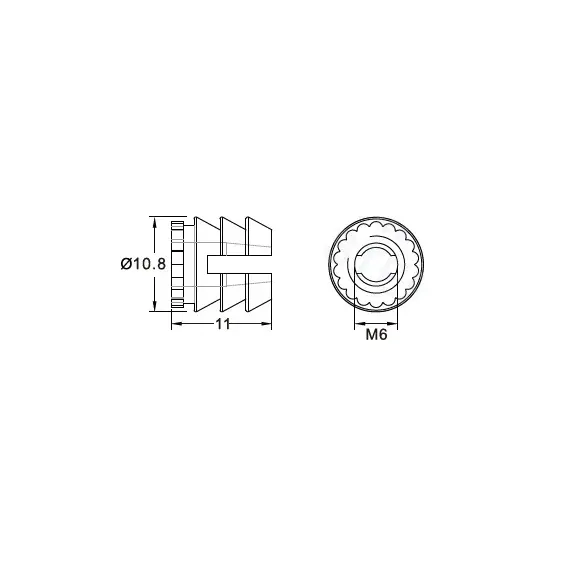 153-12M6-1110-WH Футорка серии 153, M6, 12х10мм, пластик - 1