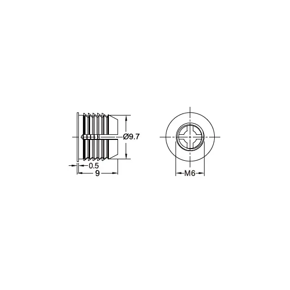 153-10M6-0910C-WH Футорка серии 153, M6, 9х10мм, пластик - 5