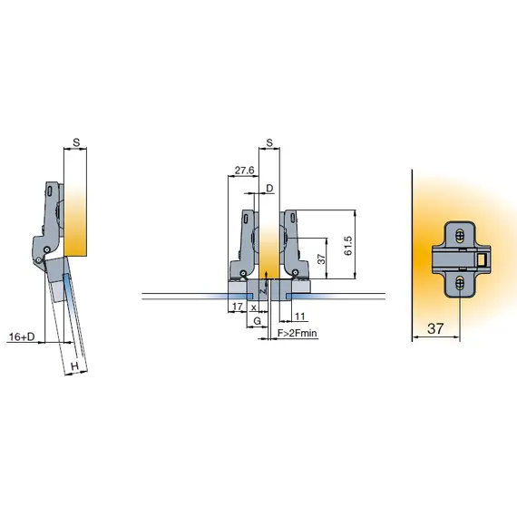 950-0465-050-00 Петля B-Type 110/28/9 мм для алюм. профиля - 12