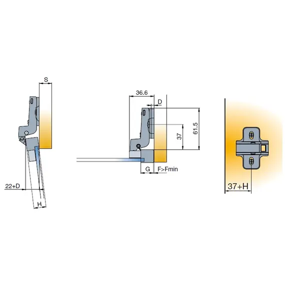950-0466-050-00 Петля B-Type 110/28/15 мм для алюм. профиля - 6