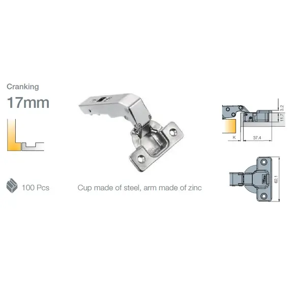 702-0D35-650-00 Петля T-Type для фальшпанели 110/45/17 мм для машинной установки - 6