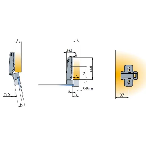950-0464-050-00 Петля B-Type 110/28/0 мм для алюм. профиля - 8