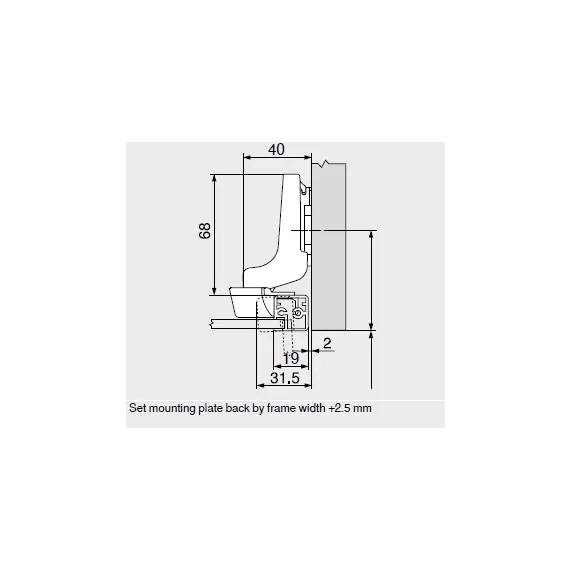 71B970A Петля Clip top Blumotion для алюминиевых рамок 95°, вкладная, чашка петли: на шурупы - 1