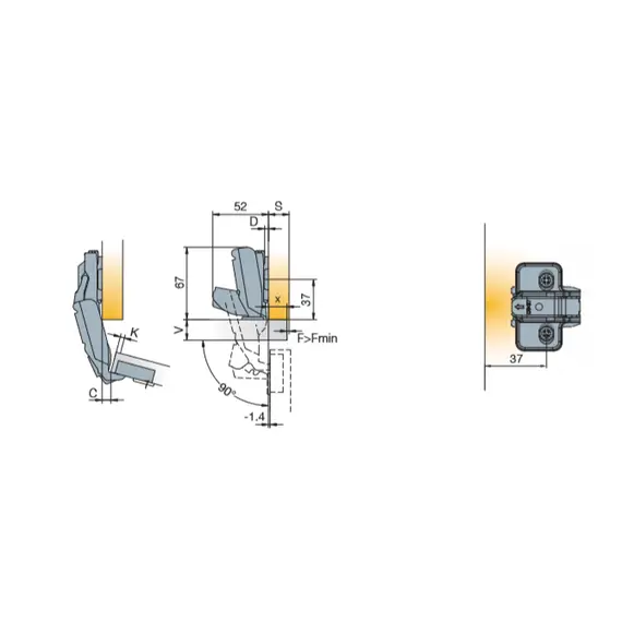 702-0EL0-054-00 Петля T-Type 170/48/0 мм - 6