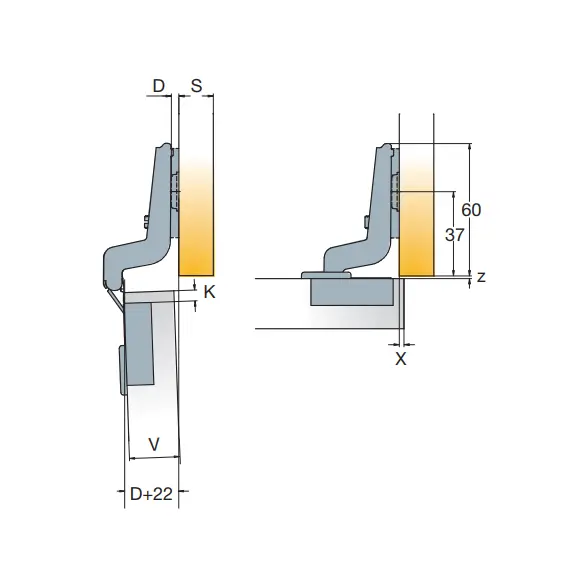 249-7303-050-TL Петля B-Type для толстых фасадов 93/52/18 мм - 8