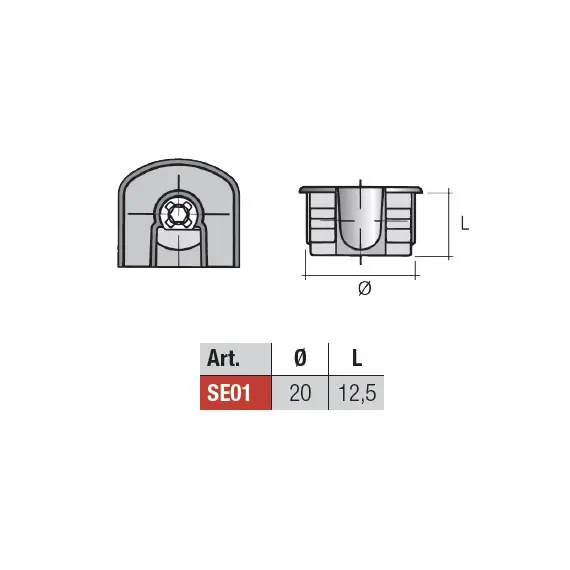 SE01PNE Эксцентрик D20x12,5 мм, пластик черный - 2