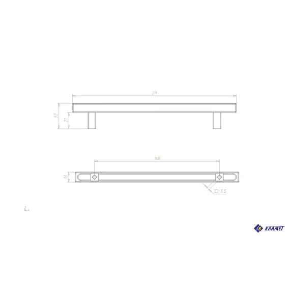 Ручка-скоба квадратная 160 мм никель матовый РСК-160 - 2