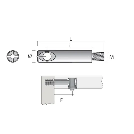 TF04FZ Дюбель стяжной М6 D7х45 мм, цинк - 1