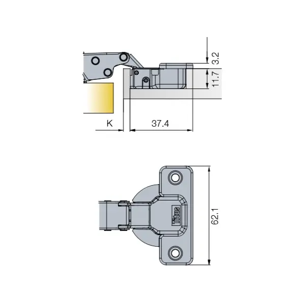704-0679-054-00 Петля T-Type 110/48/17 мм Touch Opening - 2