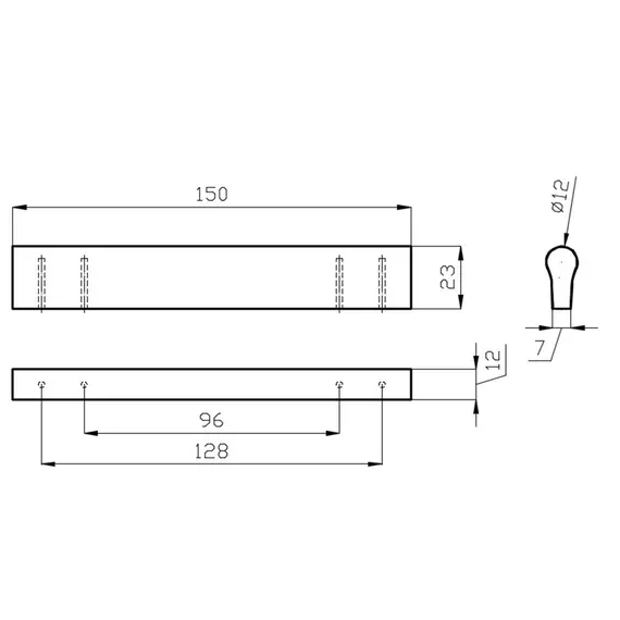 КЛ 96/128-05М Ручка мебельная профиль, черный - 1