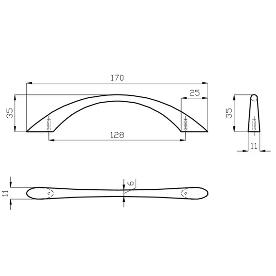 С-03 Ручка мебельная скоба, алюминий матовый - 2