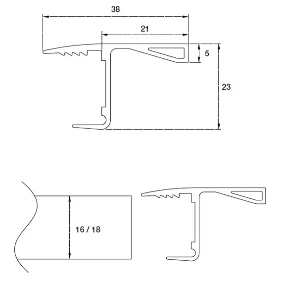 70.276.60.000.400 Профиль горизонтальный Г-образный H=16 мм Gola - 2