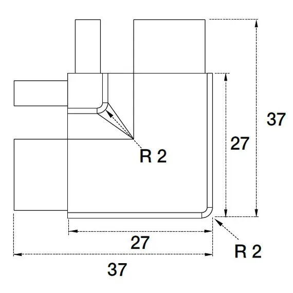 70.101.7E0.801.000 Уголок (пласт.) внеш. 90 гр для профиля горизонтального Г-образного Gola - 1