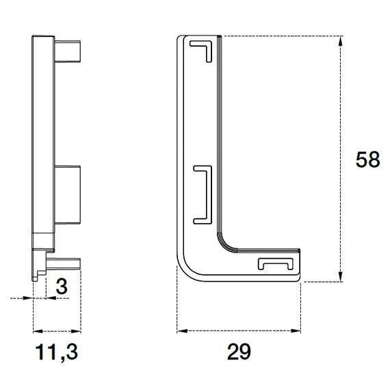 70.104.300.57.100 Комплект заглушек (лев.+пр.) открытых (пласт.) для профиля горизонтального Г-образного Gola - 1