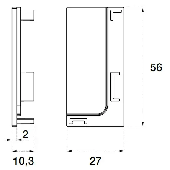 70.104.400.120.100 Комплект заглушек (лев.+пр.) открытых (пласт.) для профиля горизонтального Г-образного Gola R=0 - 1