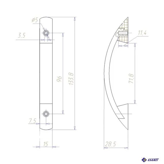 Ручка-скоба РС-27Х ольха - 2