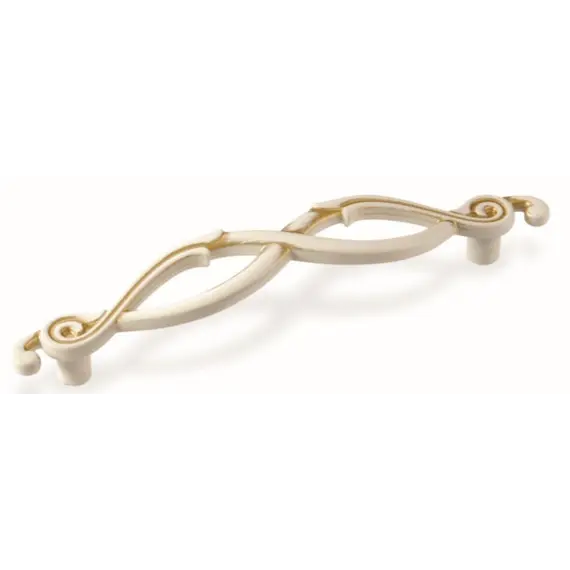 Ручка-скоба FS-186 096 золото прованс/1013 жемчужно-белый матовый Винт М4*22 - 2 ш - 2