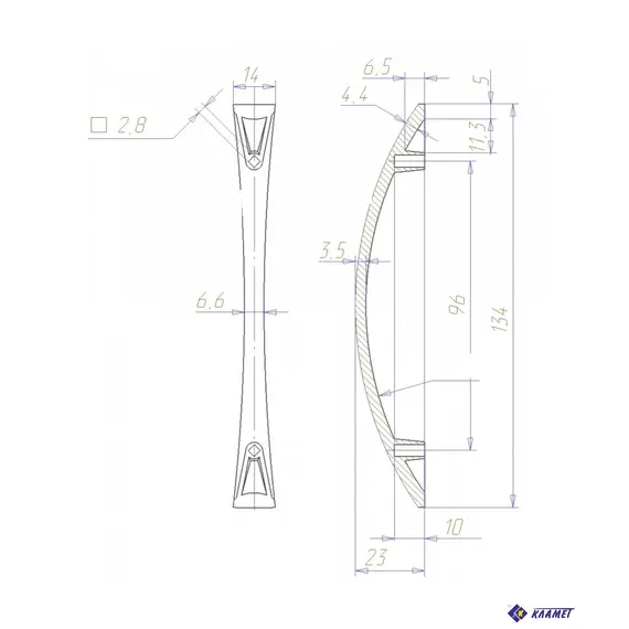 Ручка-скоба РС-28Х 96мм хром матовый - 2