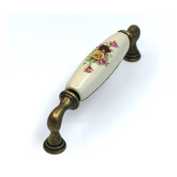 15136P1283G.09 Ручка скоба керамика Букет, шампань, Флоренция, 128 мм - 2