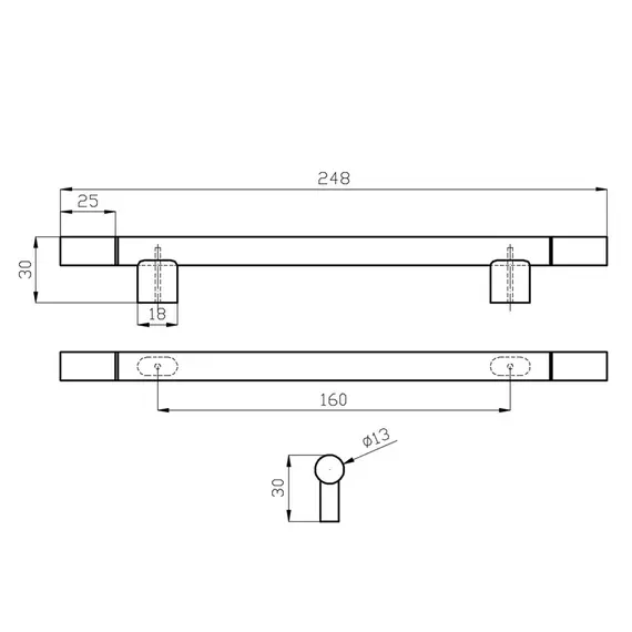 РЛ-160 Ручка мебельная рейлинг, сатин - 2