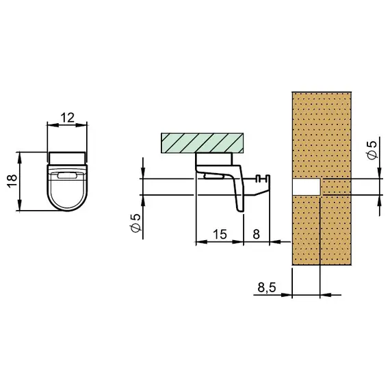 RG06.00.50 Полкодержатель с присоской для стеклянных полок (никель) - 2
