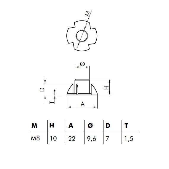 106.0810.40 Втулка металлическая М8х10мм, цинк - 1