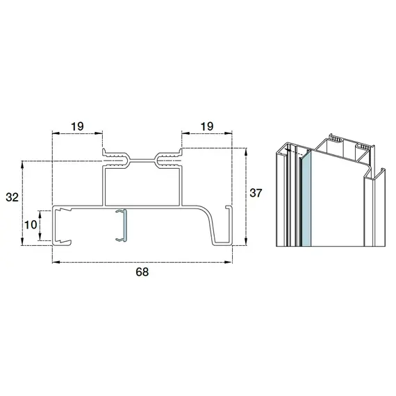 70.1025.801.00.450 Профиль вертикальный средний Gola LED R=0 - 2