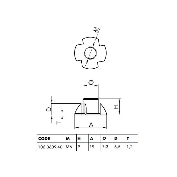 106.0609.40 Втулка металлическая М6х9мм, цинк - 1