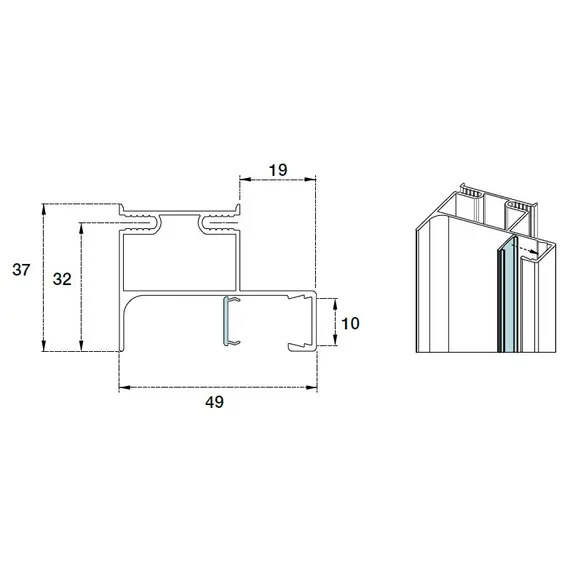 70.1026.60.00.450 Профиль вертикальный боковой Gola LED R=0 - 2