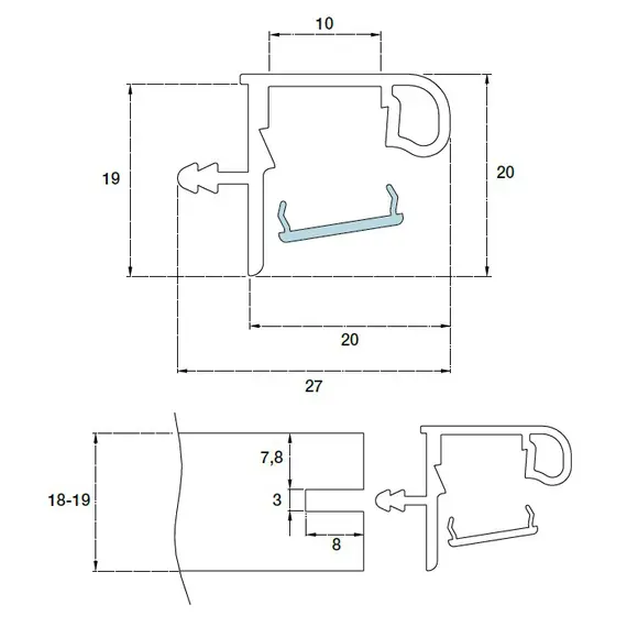 70.270.801.000.400 Профиль горизонтальный Г-образный врезной H=18-19 мм Gola LED - 2