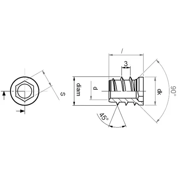 312N106012Z Футорка метал. М6 Х 12 - 2
